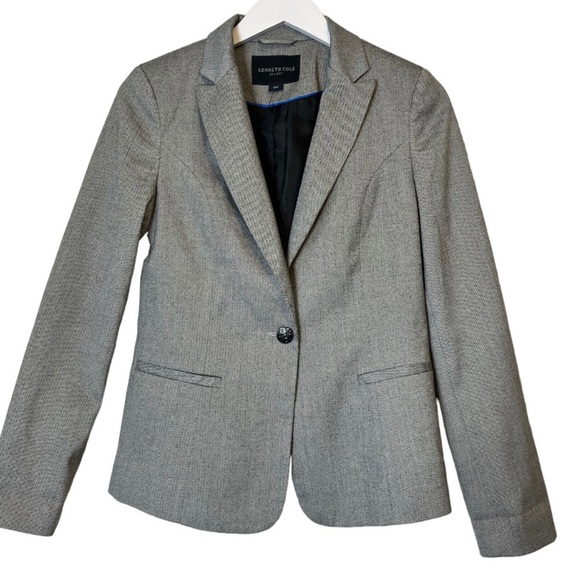 KENNETH COLE SELECT Herringbone/Chevron One  Button Front Blazer Grey Sz Medium - Picture 3 of 14